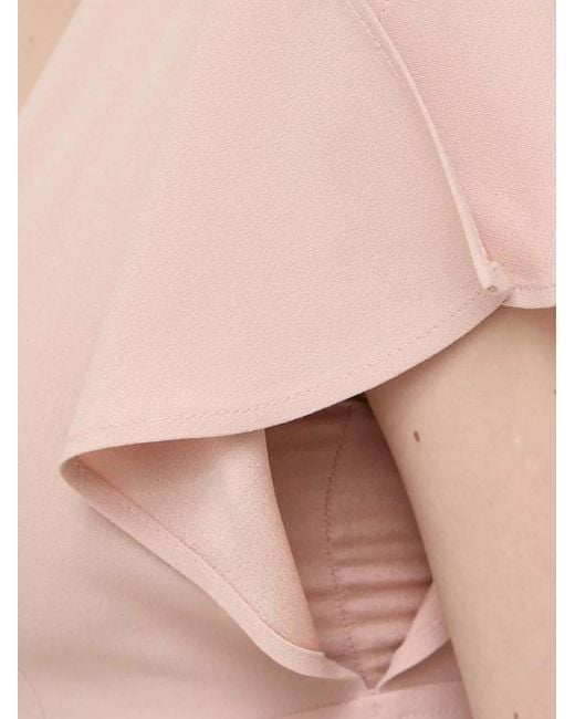 Boss Pink Flutter-Sleeve V-Neck Midi Dress