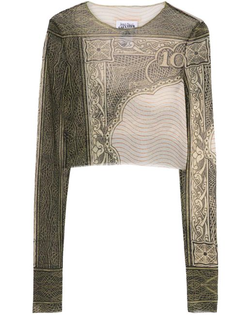 Jean Paul Gaultier Black Cropped-T-Shirt mit Print