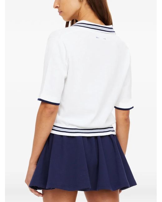 The Upside White Archie Collared Stripe Polo Top