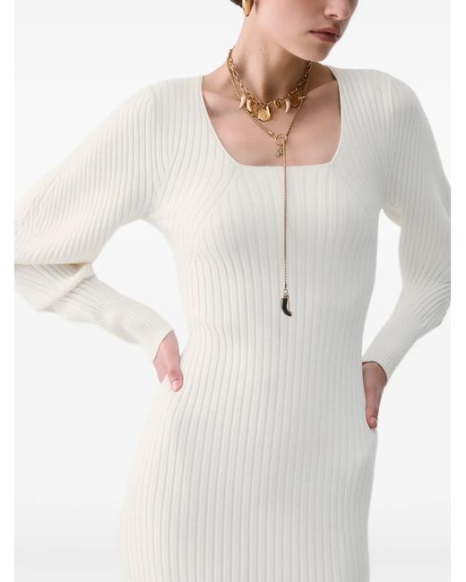 Liu Jo White Balloon Knit Dress