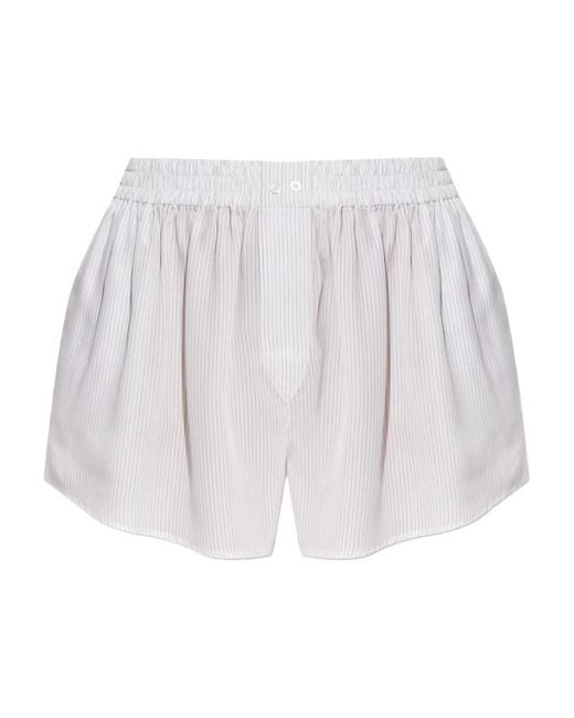 Alexander Wang White Pinstripe Elastic-Waist Shorts