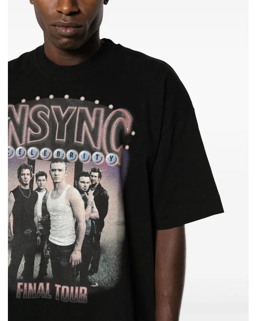 1989 STUDIO Black Graphic-Print Cotton T-Shirt for men