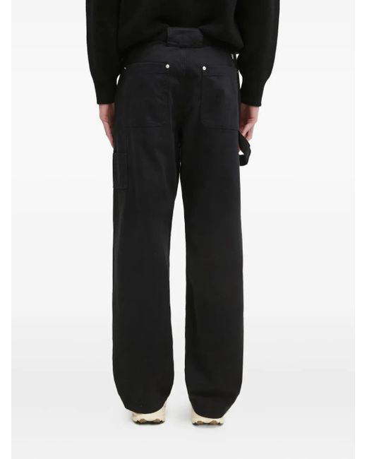 WOOD WOOD Black Rivet-Detail Straight Trousers for men