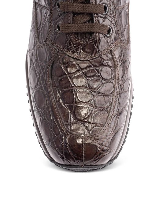 Hogan Purple Crocodile-Effect Leather Sneakers