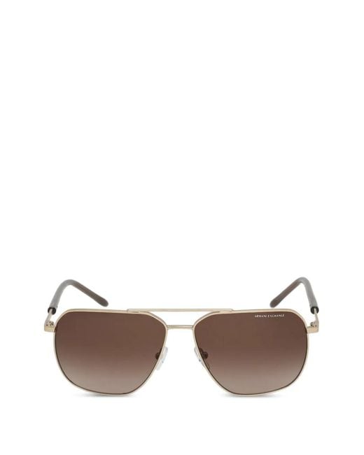ARMANI EXCHANGE Brown Pilot-Frame Sunglasses for men