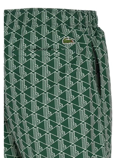Lacoste Green Monogram-Print Drawstring Swimsuit for men