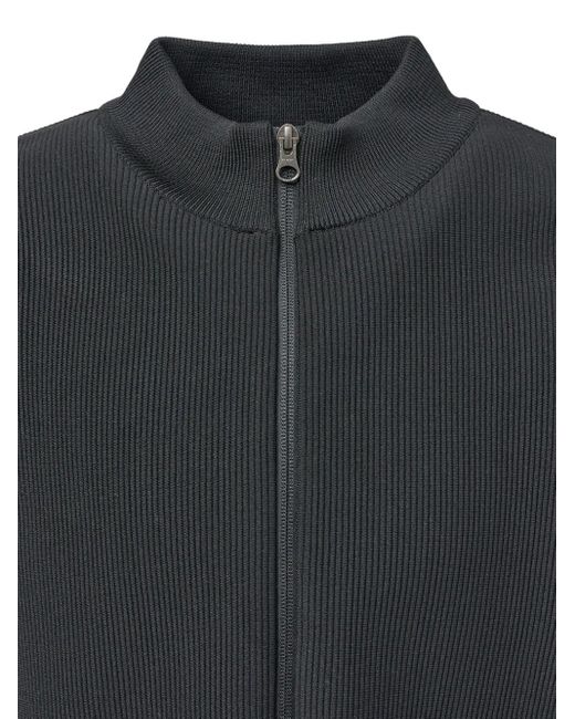 Amomento Blue Mock Neck Ribbed Jacket for men