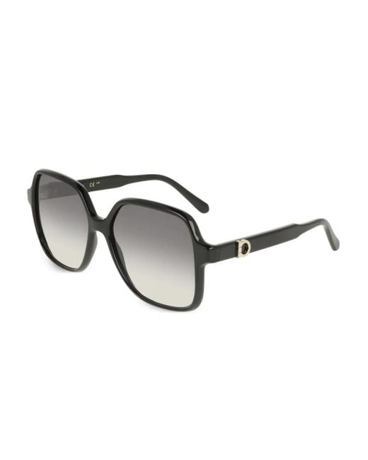 Ferragamo Eyewear Zonnebril Met Vierkant Montuur in het Black