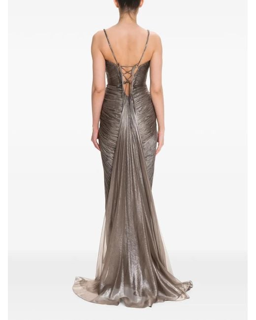 Maria Lucia Hohan Gray Robe Longue Corinna En Mélange De Soie À Design Plissé