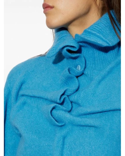 DIESEL Blue M-Amary Ruffled Turtleneck Sweater
