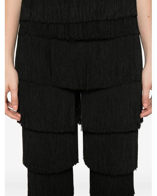 Norma Kamali Black Fringed Leggings