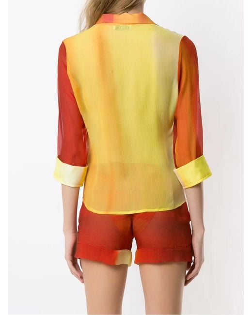 Amir Slama Orange Chemise En Soie À Manches Courtes