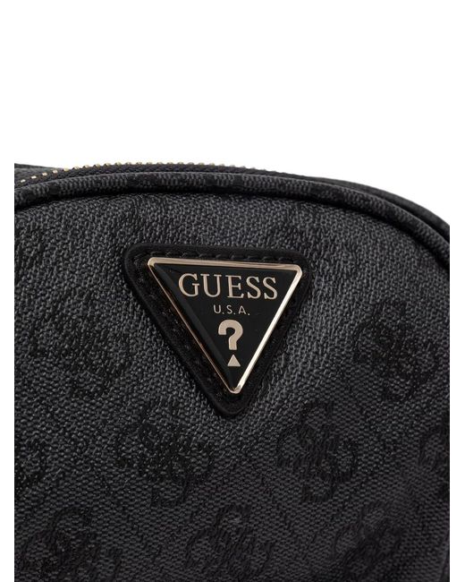 Guess Black Latona Monogram-Print Belt Bag