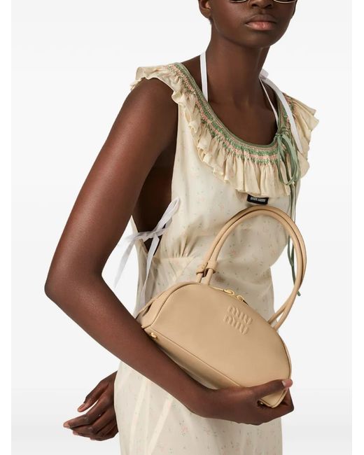 Miu Miu White Embroidered Marocain Crepe Dress
