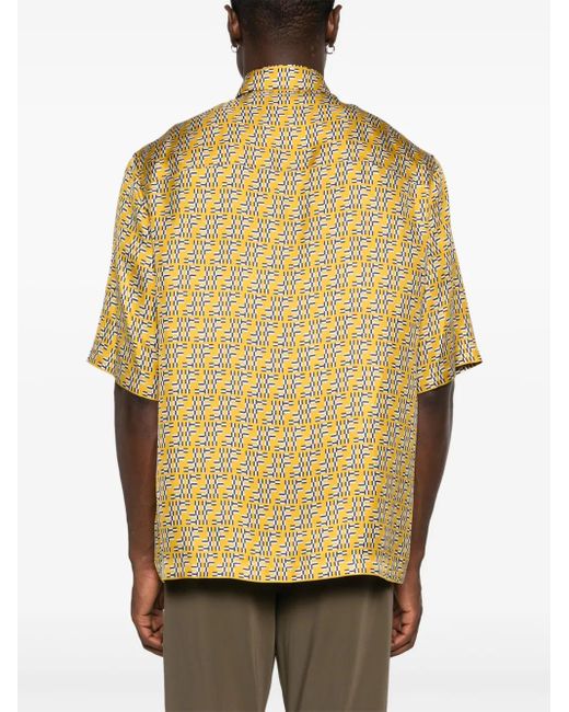 Fendi Yellow Ff-Print Shirt for men