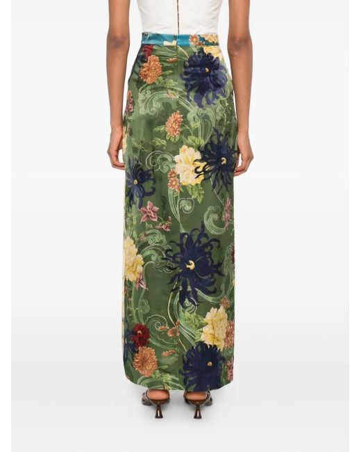 Falda larga Avery con estampado floral ALÉMAIS de color Green