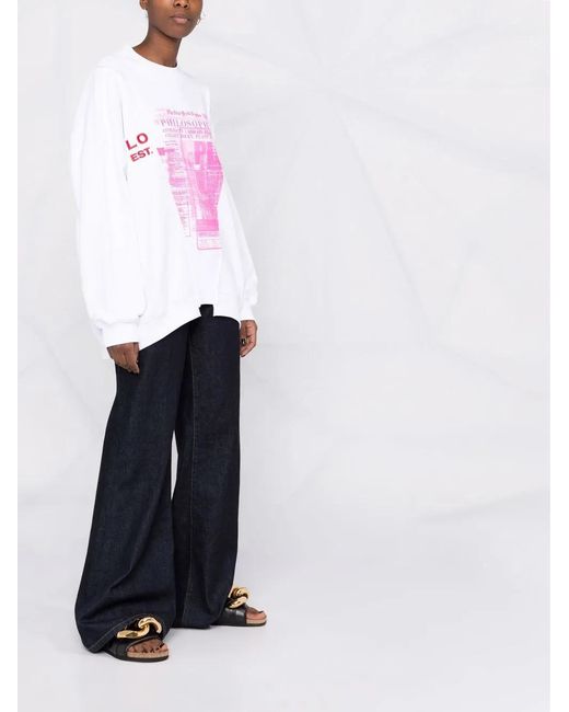 Philosophy Di Lorenzo Serafini Pink Graphic-Print Cotton Sweatshirt