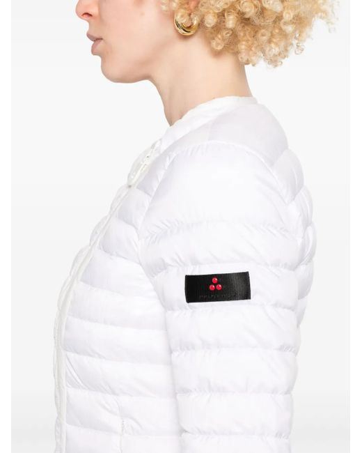 Peuterey White Steppjacke Mit Versetztem Reißverschluss