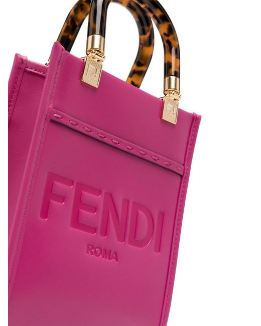 Fendi Sunshine Leren Shopper in het Pink