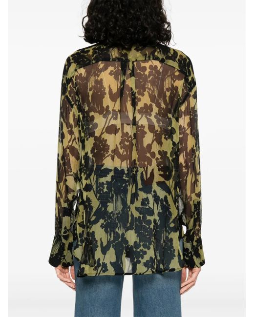 Victoria Beckham Green Silk Georgette Shirt