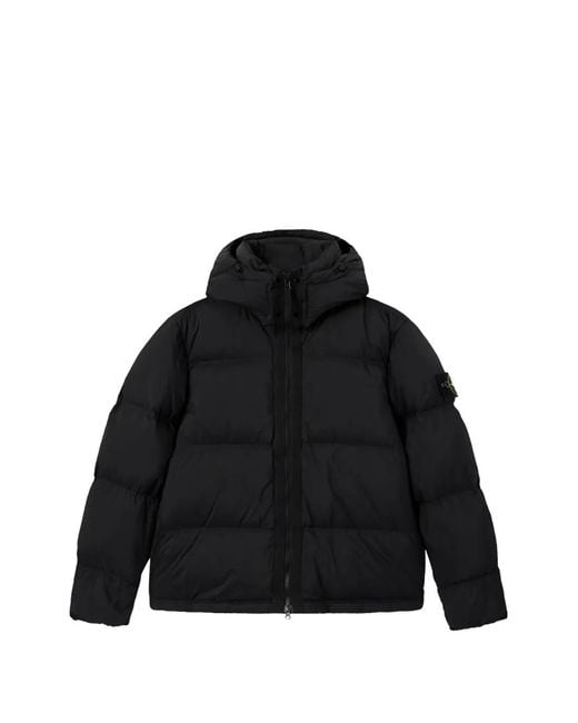 Stone Island Black Padded Compass-Patch Jacket for men