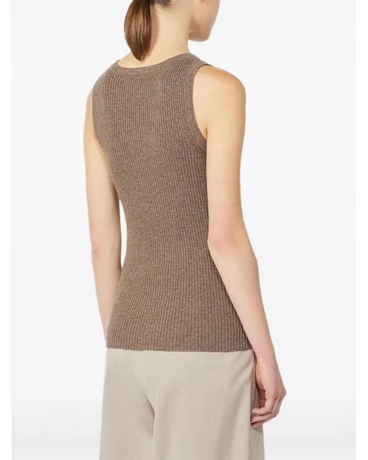 Max Mara Brown Ribbed Round-Neck Top