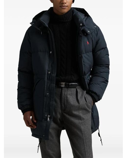 Polo Ralph Lauren Blue Hooded Puffer Coat for men
