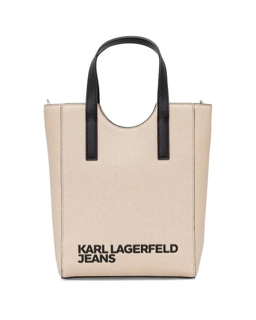 Karl Lagerfeld Shopper Met Dubbel Handvat En Logoprint in het Natural