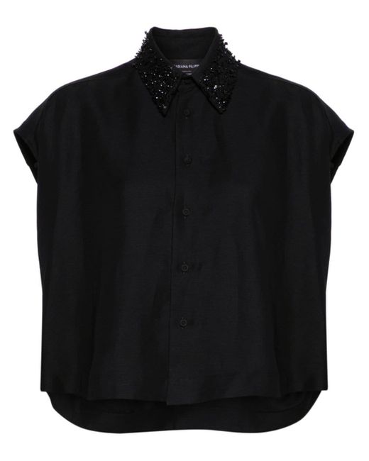 Camisa de sarga con apliques de strass Fabiana Filippi de color Black