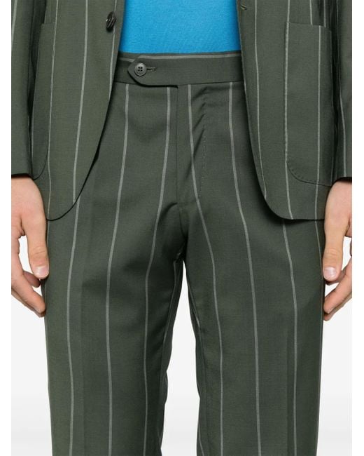 Luigi Bianchi Green Pinstriped Suit for men