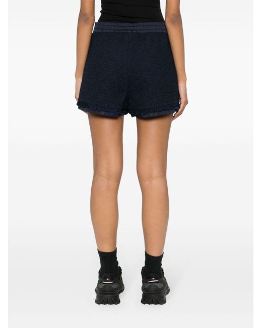 Moncler Tweed Shorts Met Logopatch in het Blue