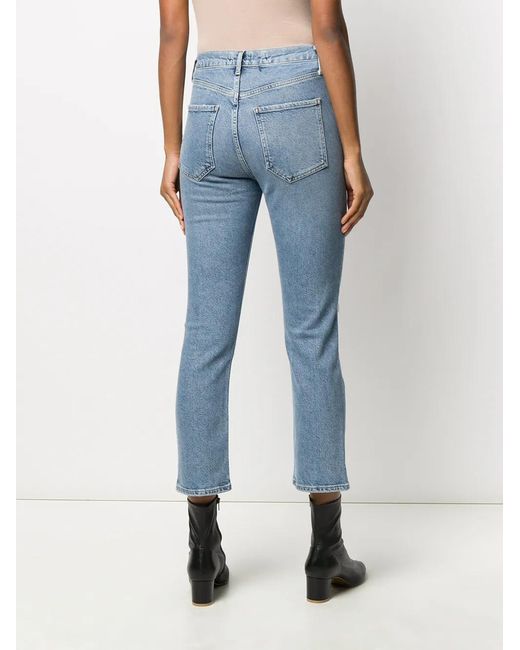 Agolde Blue Ripped High-Rise Cropped Jeans