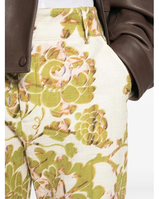 LaDoubleJ Metallic Hendrix Floral-Print Trousers