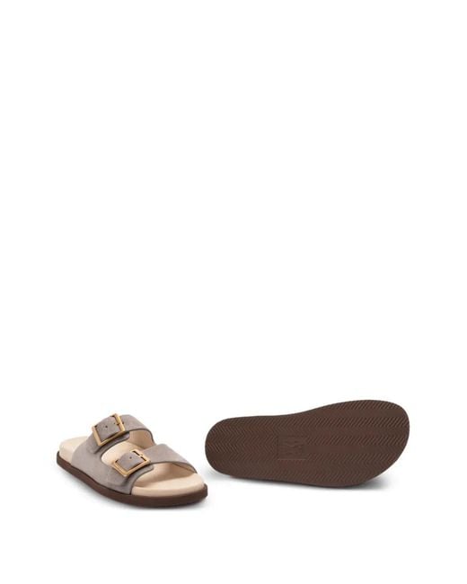 Brunello Cucinelli Brown Buckle-Strap Sandals for men