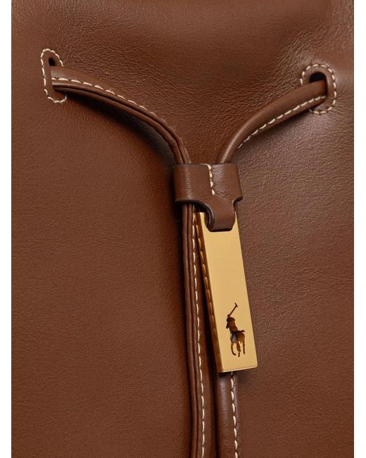 Polo Ralph Lauren Brown Drawstring Leather Backpack