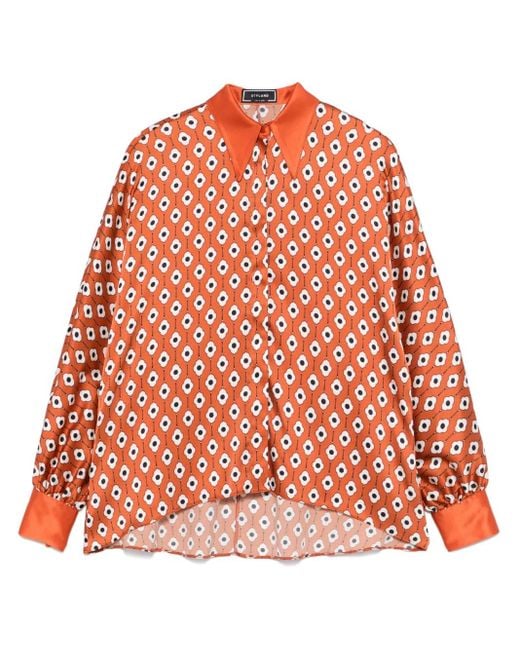 Styland フローラル シャツ Orange