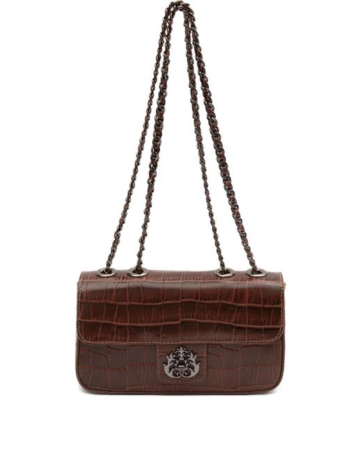 Borsa A Tracolla Anne Con Effetto Coccodrillo E Catena di Isla in Brown