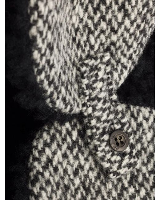 Prada Black Houndstooth Fleece-Trapper Hat for men