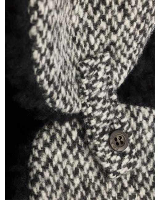 Prada Black Houndstooth Fleece-Trapper Hat for men