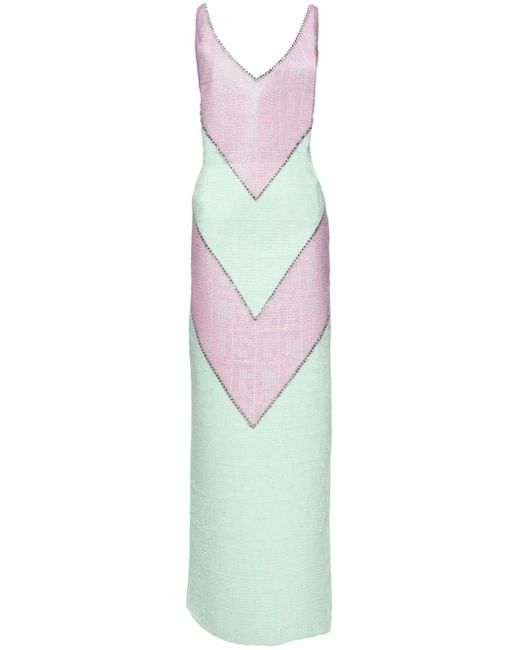 Gcds White Monogram Macramé Midi Dress