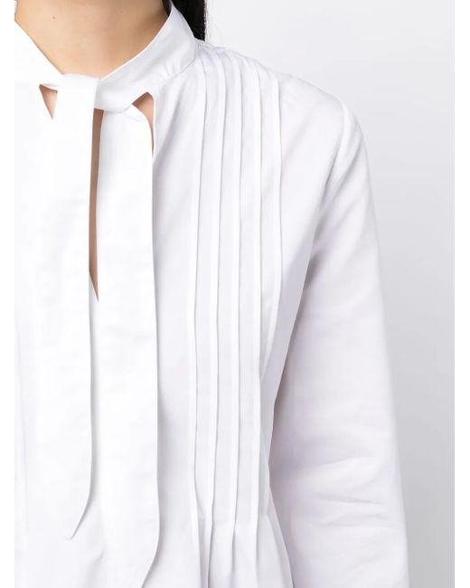 Maison Kitsuné White Pussy-Bow Cotton Shirt