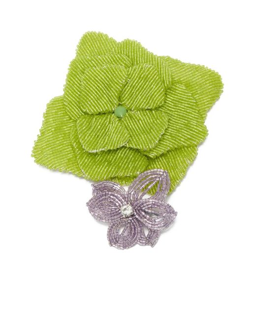 Spilla A Fiore Con Perline di Maliparmi in Green