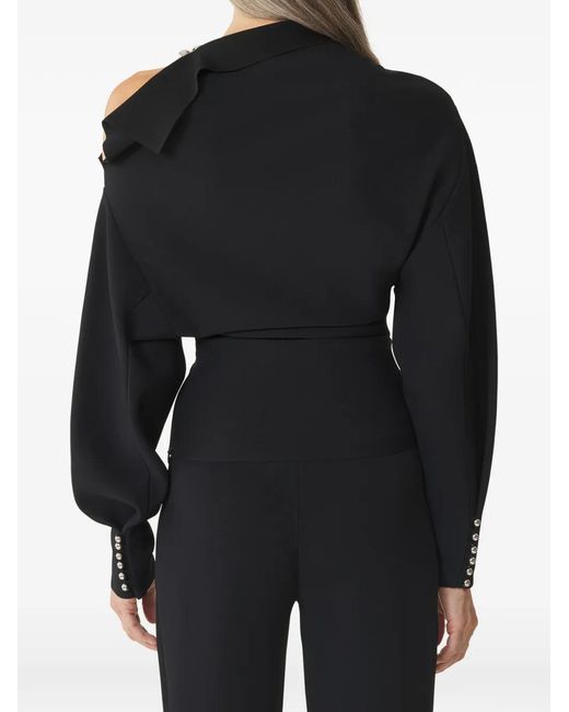 Lanvin Blue Drape-Detail Button Blouse