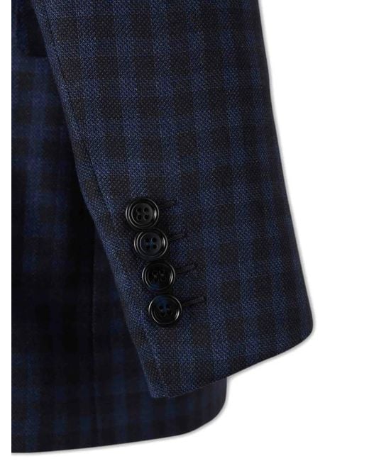 Brioni Blue Check Wool-Blend Blazer for men