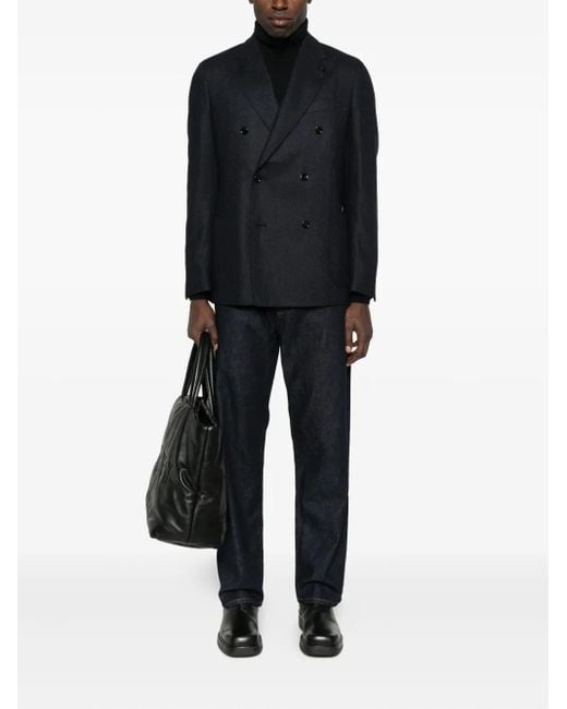 Lardini Blue Double-Breasted Blazer for men