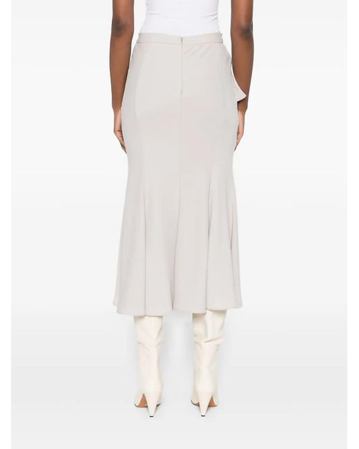 Gemy Maalouf White Ruffled Asymmetric Skirt