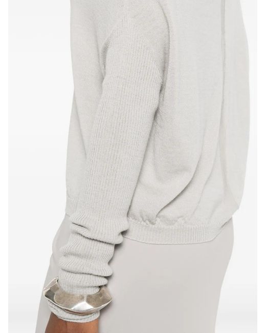 Rick Owens White Funnel-Neck Sweater
