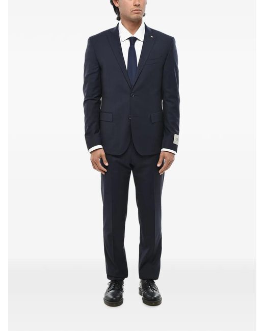 Corneliani Blue Costume En Laine À Veste À Simple Boutonnage for men