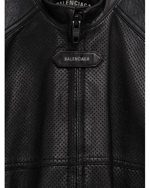 Balenciaga Black Perforated Leather Jacket for men