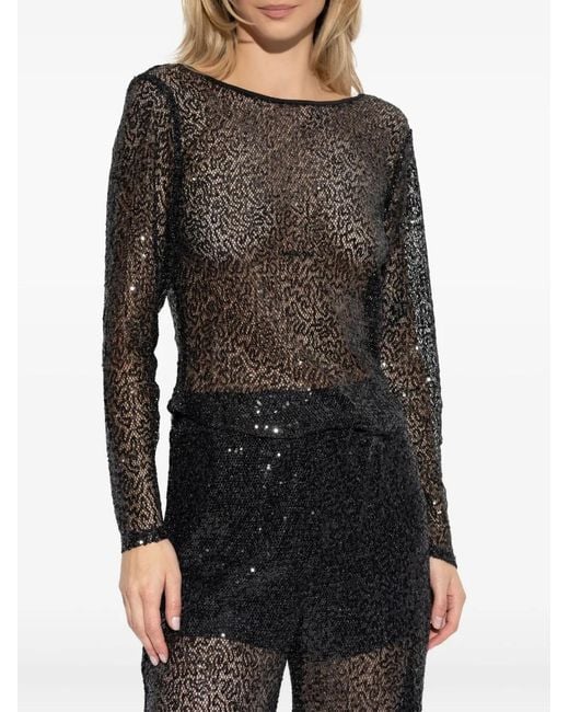 Gestuz Black Sequin-Embellishment Top